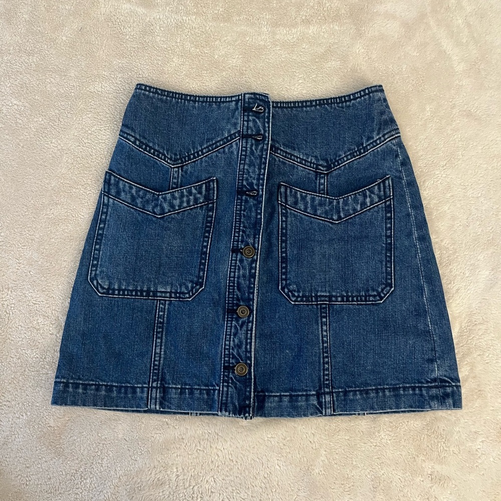 Free People Blue Denim Mini Skirt